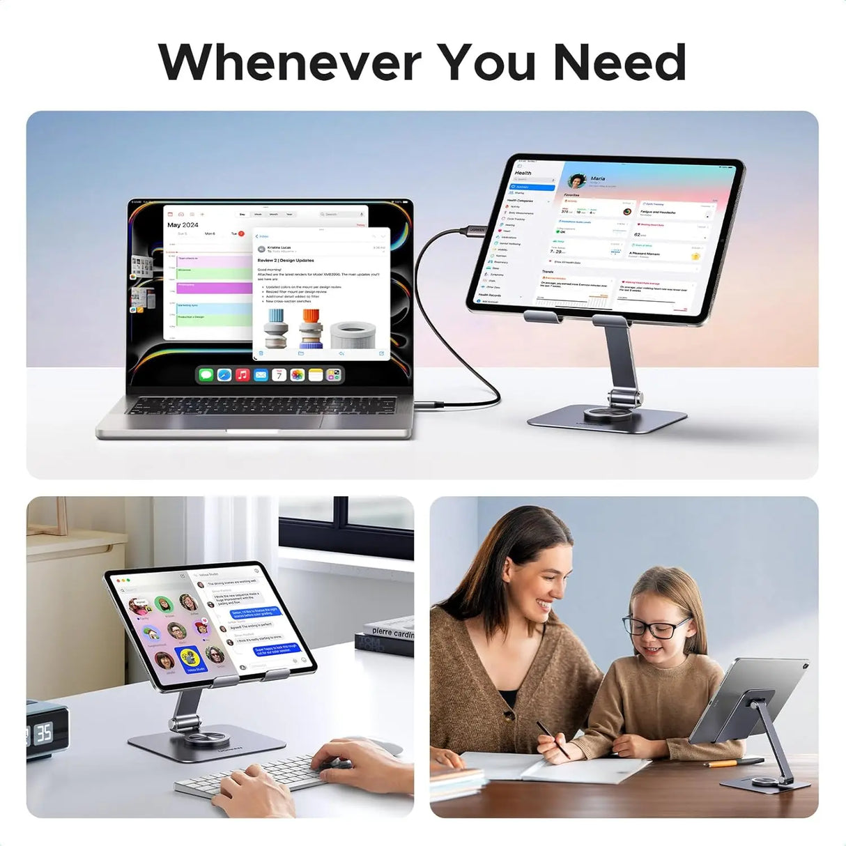 UGREEN Tablet Stand Holder for Desk 360° Rotating Base Aluminum Tablet Holder Adjustable Multi-Angle Home Office Accessories Compatible with iPad Pro Air Mini 13 12.9 11 Inch (45860) Ugreen