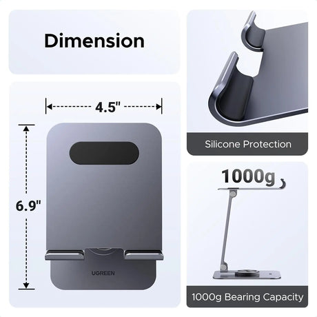 UGREEN Tablet Stand Holder for Desk 360° Rotating Base Aluminum Tablet Holder Adjustable Multi-Angle Home Office Accessories Compatible with iPad Pro Air Mini 13 12.9 11 Inch (45860) Ugreen