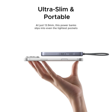 UGREEN MagFlow Air 75983 10000mAh Qi2 magnetic power bank, lunar white, ultra-slim and portable