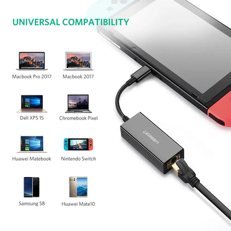UGREEN USB Type-C to 10/100/1000Mbps Ethernet Adapter-Black(50307) - Ugreen India
