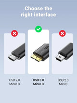 UGREEN USB 3.0 Micro B Cable 0.5M 5Gbps Gold Plated External Hard Drive Galaxy S5 Note 3 Camera (10840)
