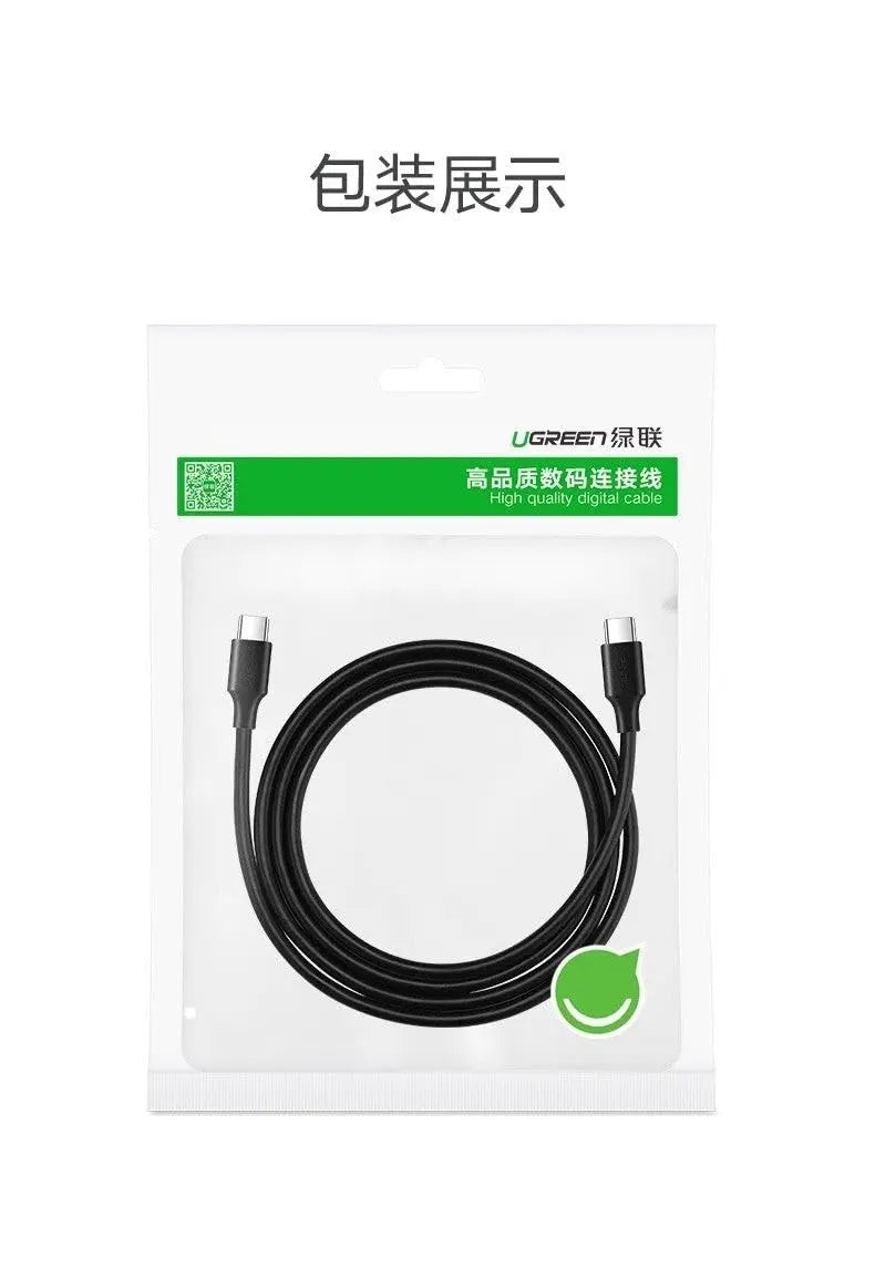 UGREEN 1.5m 60W USB Type-C Male থেকে USB Type-C Male 2.0 PD ফাস্ট চার্জিং কেবল ম্যাকবুক আইপ্যাড 2018 ইত্যাদির জন্য (50998)