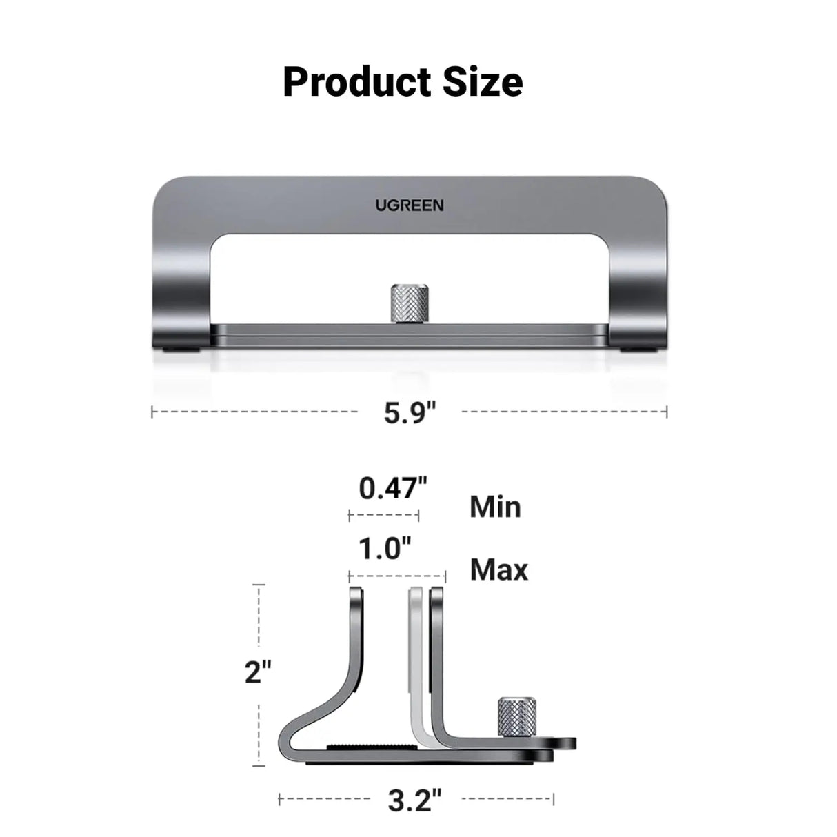UGREEN Vertical Laptop Stand Holder for Desk Adjustable, Aluminum Dock, Compatible with MacBook, Surface Book, Chromebook, up to 15.6 Inch, Grey (20471) - Ugreen India