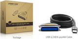 UGREEN 2M USB 2.0 to IEEE1284 CN36 Male Parallel Printer Adapter Cable USB to Parallel Converter Inkjet Laser Printer Gray 20225