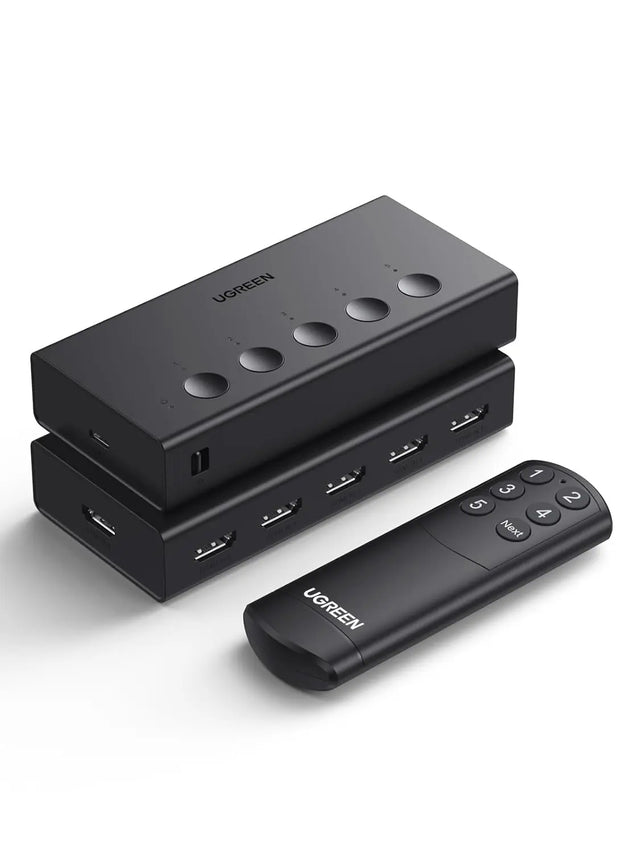 UGREEN HDMI Switch 5 in 1 Out 2.0 4K@60Hz Switcher with Remote 5 Port Selector Box Support 3D CEC HDR HDCP2.2 Compatible with PS5/4/3 Xbox Fire Stick, Black (90512) Ugreen India
