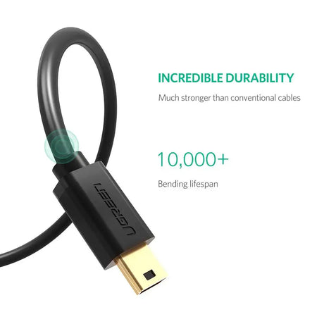 Ugreen 1.5M USB 2.0 A Male to 5-Pin Mini B Male Cable, Gold Plated High Speed 480Mbps for cellular phones MP3 players digital cameras and PDAs etc (10385) Ugreen