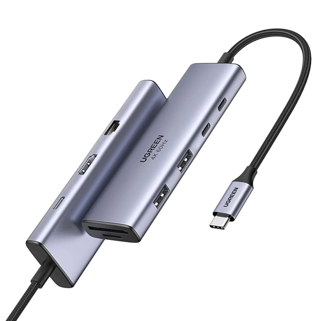 UGREEN 9-इन-1 USB C मल्टी फंक्शन डॉक 4K@60Hz HDMI, 5Gbps USB-C और USB-A डेटा पोर्ट, 1Gbps ईथरनेट, 100W PD, SD/TF कार्ड रीडर, MacBook Air/Pro, iPad Pro/Air, Dell XP और अन्य के लिए डॉकिंग स्टेशन के साथ (15375)