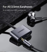 UGREEN 2-in-1 USB-C Female to Dual Port USB-C 3.5mm Audio Female Adapter 30W PD3.0 QC3.0 Fast Charging Type-C (50596)