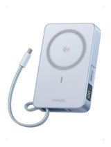 UGREEN MagFlow 10000mAh Magnetic Power Bank for MagSafe with Built-in Cable, Qi2 25W Certified Wireless Charging, 30W USB-C Fast Charging, Portable Charger Battery Pack for iPhone 16 Pro Max/15/14/13 (65958B)
