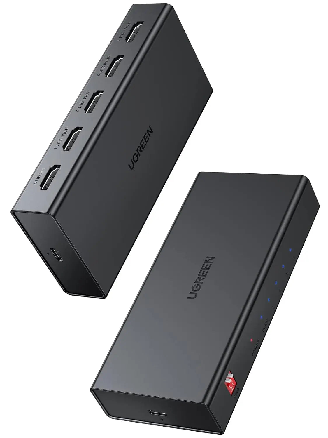 यूग्रीन 1 इन 4 आउट 4k@60hz HDMI 2.0 स्प्लिटर DC 5V 1A, DC：3.5*1.35*9.5mm (50708EU)
