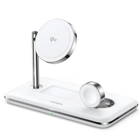 UGREEN 3-in-1 MagSafe Wireless Charging Station 25W Fast Magnetic Charger iPhone 15/14/13/12 AirPods Apple Watch Foldable White 90326 Ugreen