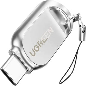 UGREEN USB-C Micro SD Card Reader OTG TF Adapter Zinc Alloy Android iPadOS Windows MacOS Linux Silver (15513) Ugreen