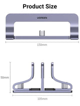 UGREEN Vertical Laptop Stand for Desk Dual Slot Laptop Stand Holder Adjustable Dock Aluminum Desktop Stand Compatible for MacBook Air Pro, Microsoft Surface Laptop 4, LG Gram 17, Lenovo Yoga 7i, Grey (60643) - Ugreen India