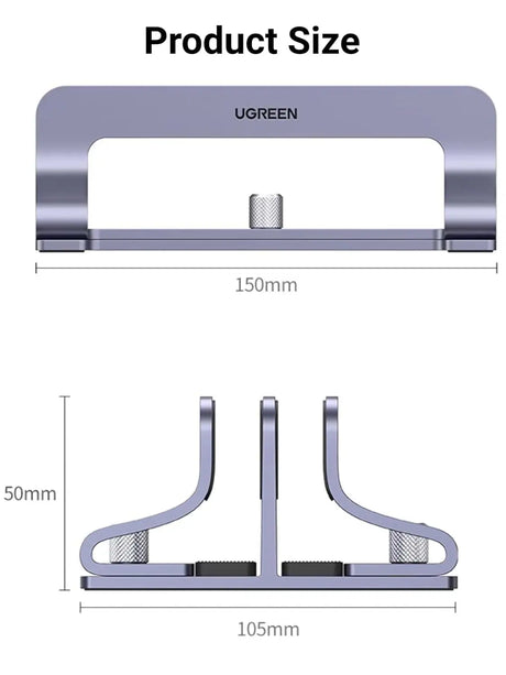 UGREEN Vertical Laptop Stand for Desk Dual Slot Laptop Stand Holder Adjustable Dock Aluminum Desktop Stand Compatible for MacBook Air Pro, Microsoft Surface Laptop 4, LG Gram 17, Lenovo Yoga 7i, Grey (60643) - Ugreen India