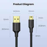 UGREEN 2M USB 2.0 A Male থেকে Mini B 5-Pin ফাস্ট ডেটা চার্জিং কর্ড Hero 3+, গেম কন্ট্রোলার, ডিজিটাল ক্যামেরা, ড্যাশ ক্যাম, MP3 প্লেয়ার, GPS রিসিভার, SatNav, PDA (30472) এর সাথে সামঞ্জস্যপূর্ণ