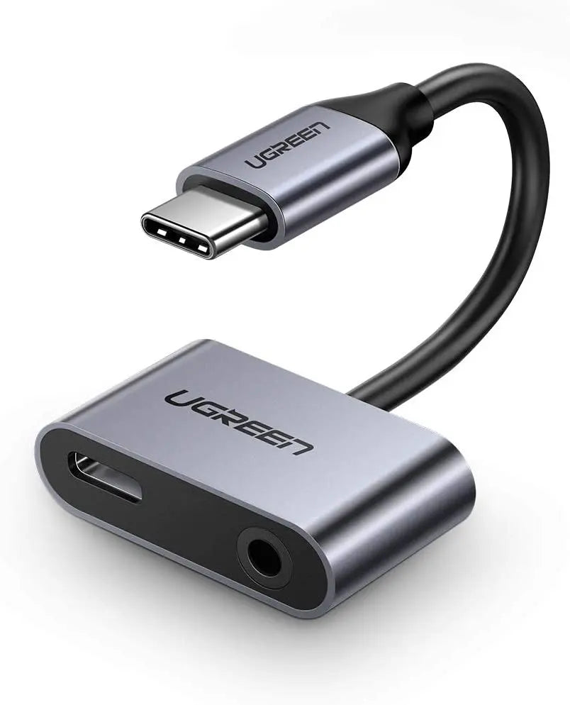 UGREEN 2-in-1 USB-C Female to Dual Port USB-C 3.5mm Audio Female Adapter 30W PD3.0 QC3.0 Fast Charging Type-C (50596)