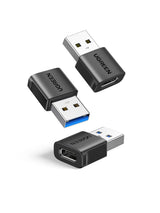 UGREEN 10Gbps USB to USB-C Adapter 3 Pack – Type-C Female to USB-A Male Fast Charge & Sync Converter (45299)