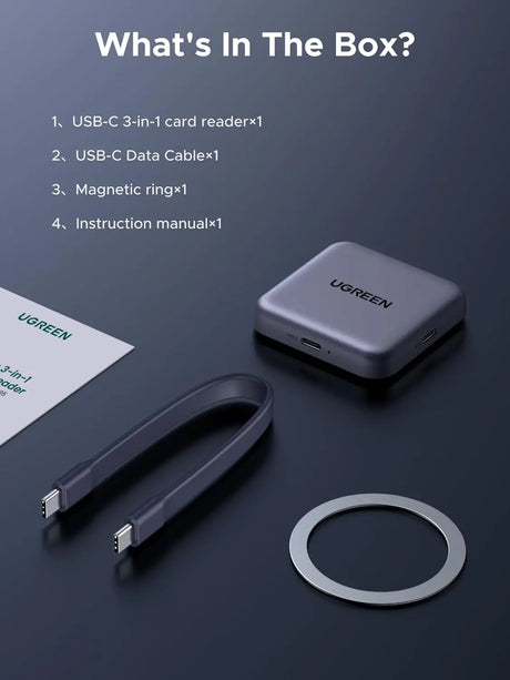 UGREEN Magnetic USB C SD 4.0 Card Reader, Portable Micro SD Card Reader Memory Card Reader Adapter for iPhone 16/15 MacBook Compatible 312MB/s SD/TF/Micro SD Ugreen
