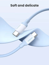 UGREEN USB C to USB C Silicone Charging Cable 1M 60W Galaxy S23 S22 Ultra MacBook Pro iPad Pro Air Pixel Blue (15279)