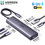 UGREEN 6-in-1 Multifunctional USB-C Hub HDMI 2 USB-A 3.2 1 USB 3.2 C RJ45 100W PD Ethernet Dock Multi Port (45000)