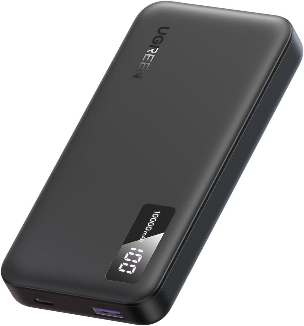 UGREEN 10000mAh Power Bank, 20W PD & QC3.0 Two-Way Fast Charging Portable Charger with USB-C Input/Output and Dual USB-A Ports, Slim External Battery Pack for iPhone, Samsung, Pixel & More – Black, IN Version (25742)