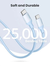 UGREEN USB C to USB C Silicone Charging Cable 1M 60W Galaxy S23 S22 Ultra MacBook Pro iPad Pro Air Pixel Blue (15279)