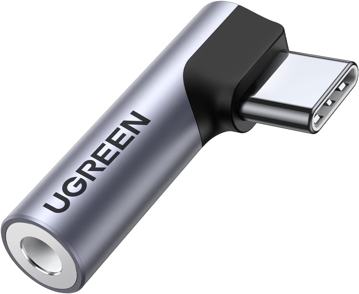 UGREEN Mini Adapter USB C Jack 3.5mm Angled Connector Earphone Type C Jack Audio (80384)