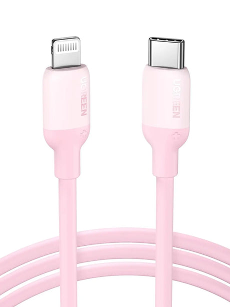 UGREEN 1m USB-C to Lightning Cable MFi-Certified, PD Charging Cable Silica Gel Compatible with iPhone 13 iPhone SE 3 iPhone 12 iPhone 11 iPad 2021 AirPods Pro AirPods etc., Pink (60625) - Ugreen India