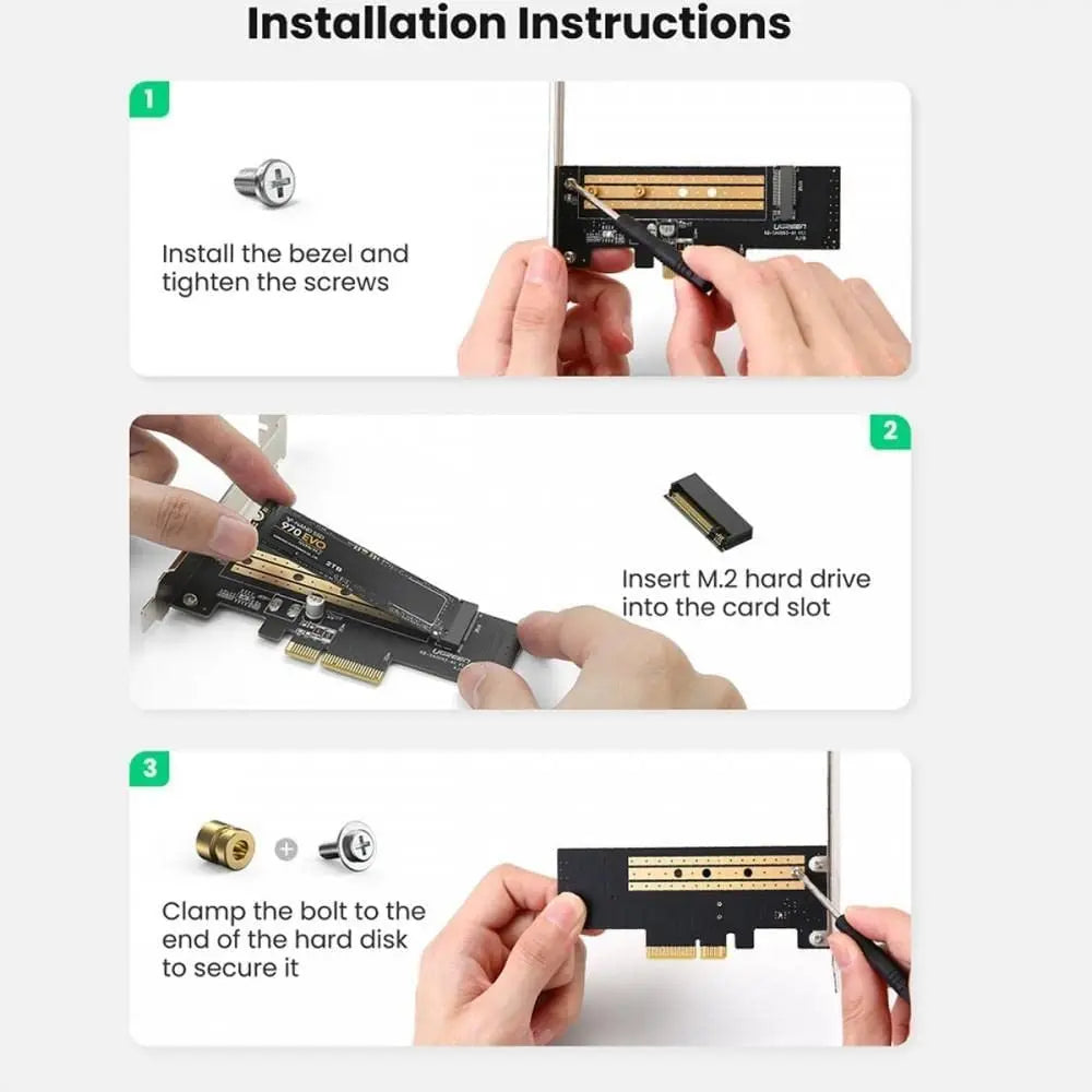 UGREEN M.2 NVMe to PCIe 3.0 x4 Adapter Card Internal SSD Converter 2230 2242 2260 2280 Desktop PC Expansion 70504
