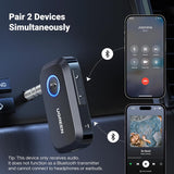 UGREEN Bluetooth 5.4 Car Adapter, Hands-Free Call & Noise Cancelling AUX to Bluetooth Adapter for Car, 3.5mm Audio Blue-Tooth Receiver for Cars Stereo Home Speaker - 15H Battery Life (90748)