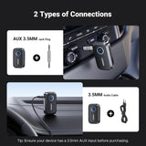 UGREEN Bluetooth 5.4 Car Adapter, Hands-Free Call & Noise Cancelling AUX to Bluetooth Adapter for Car, 3.5mm Audio Blue-Tooth Receiver for Cars Stereo Home Speaker - 15H Battery Life (90748)