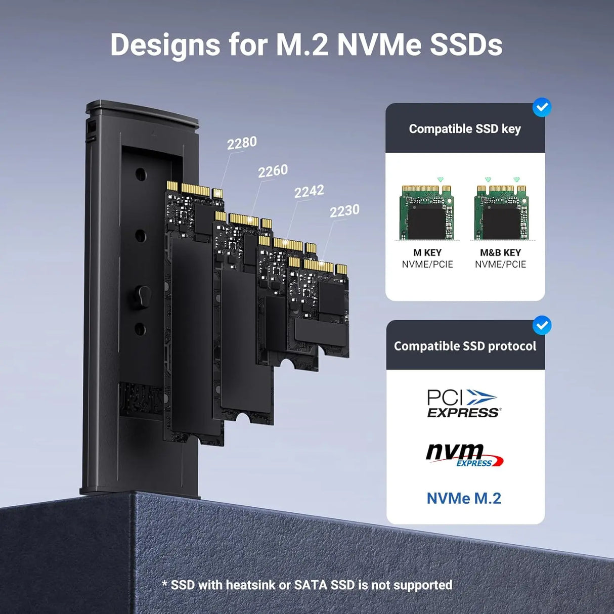 UGREEN M.2 NVMe SSD Enclosure 20Gbps USB C 3.2 Gen 2 External Hard Drive Case M Key B Key Compatible Storage (55150)