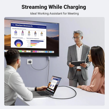 UGREEN USB C to HDMI Cable 100W PD Charger 4K@60Hz 1440P@144Hz 1080P@240Hz/120Hz Type C Thunderbolt 3/4/5 HDR Adapter Compatible with MacBook iMac Mac mini iPad Pro Air iPhone 16 15 Galaxy S24(2M) (55330) Ugreen