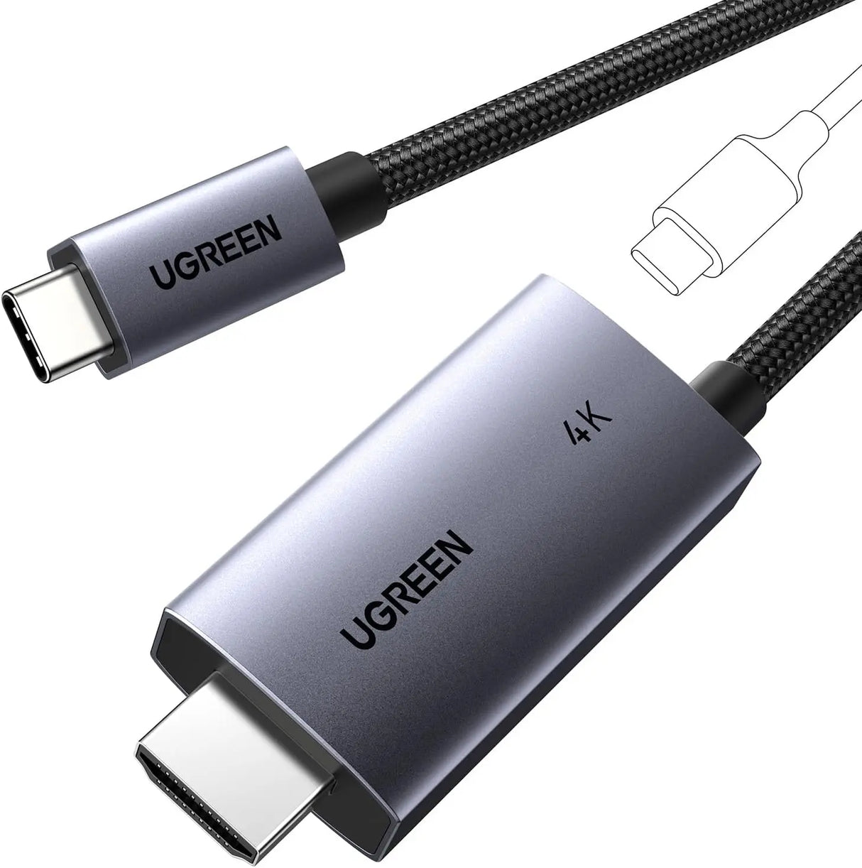 UGREEN USB C to HDMI Cable 2M 4K 60Hz 100W PD Fast Charging 2-in-1 Thunderbolt iPhone 16 Pro MacBook iPad Galaxy (55330)