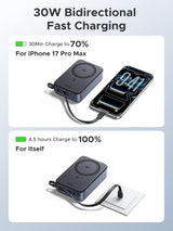 UGREEN Zapix for MagSafe Power Bank Qi2 15W Magnetic Fast Charging 20000mAh Wireless Portable Charger with Built-in Cable PD 30W Battery Pack Compatible with iPhone Air/17/16/15/14/13/12 Series (55450B)