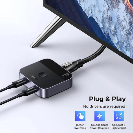 UGREEN USB C Switch 2 in 1 HDMI Out 4K@60Hz, Aluminum USB C Switcher 2 Computers Supports HDR HDCP2.2 Compatible with Laptops, Tablets, Smartphones, MacBook Air/Pro, iMac All-in-One Desktop Computer (55451) Ugreen India