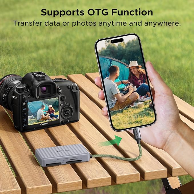 UGREEN USB-C SD & MicroSD Card Reader with Storage Case – High-Speed 5Gbps Adapter (2×SD + 2×MicroSD) for DSLR Cameras, Smartphones, Tablets, MacBook, iPad (55886)