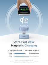 Ugreen 25W  MagFlow 2-in-1 Magnetic Wireless Charger Foldable and Portable iPhone 12 and Later/Air Pods 2 and Later(55960B)