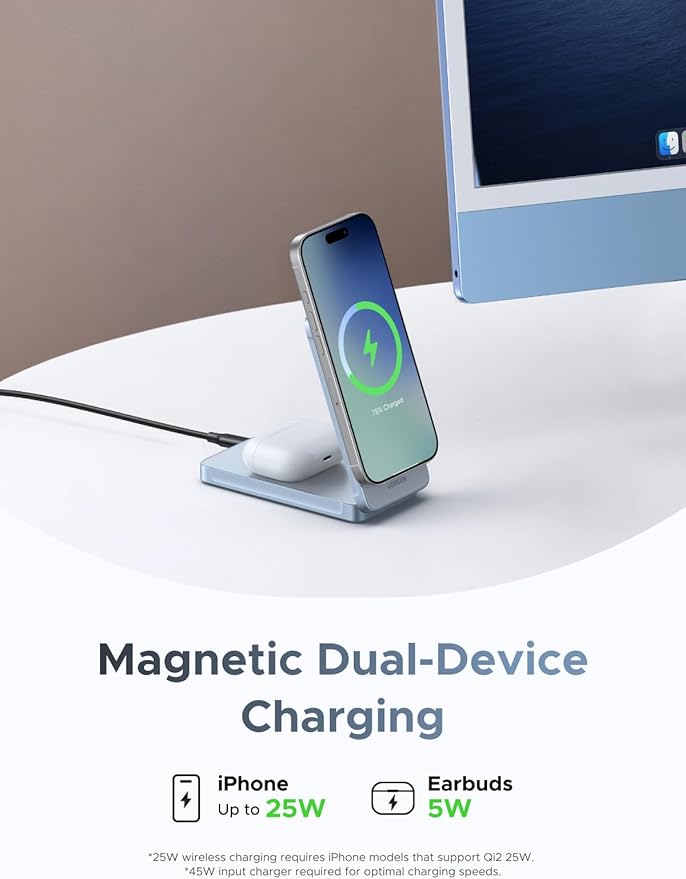 Ugreen 25W MagFlow 2-in-1 Magnetic Wireless Charger iPhone 12 and Later AirPods 2 and Later (55963)