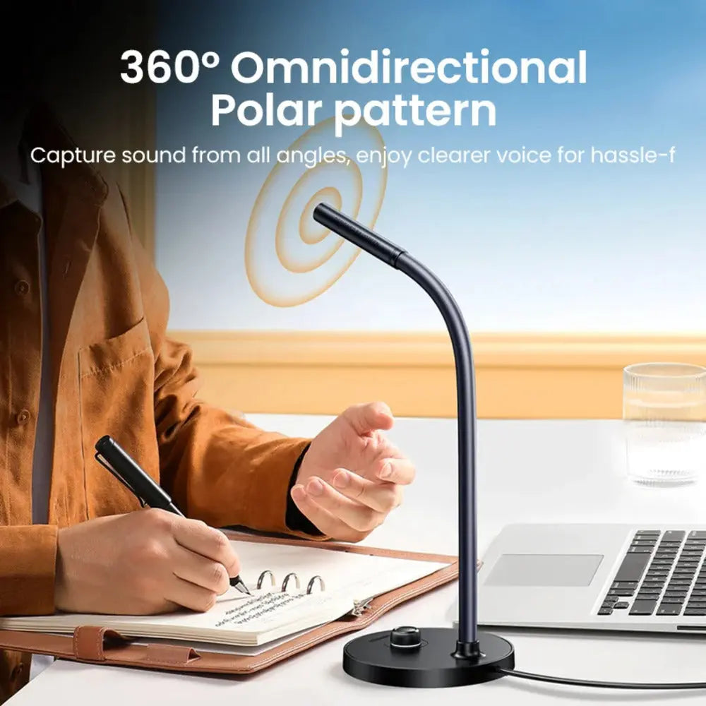 UGREEN USB Desktop Microphone Plug Play Condenser Mic Mute Button Adjustable Stand PC Laptop Gaming Streaming Podcasting 90416