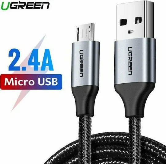 UGREEN 0.25M USB 2.0 A থেকে মাইক্রো USB কেবল নিকেল প্লেটিং অ্যালুমিনিয়াম ব্রেড (60144)