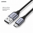 UGREEN 60145 braided USB-A to Micro USB cable with grey aluminium housings