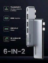 UGREEN 6-in-1 USB C Hub Adapter MacBook Pro Air M1 4K HDMI Thunderbolt 3 100W Power Delivery SD TF Card 2 USB 3.0 (80856)