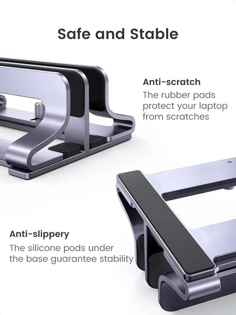 UGREEN Vertical Laptop Stand for Desk Dual Slot Laptop Stand Holder Adjustable Dock Aluminum Desktop Stand Compatible for MacBook Air Pro, Microsoft Surface Laptop 4, LG Gram 17, Lenovo Yoga 7i, Grey (60643) - Ugreen India