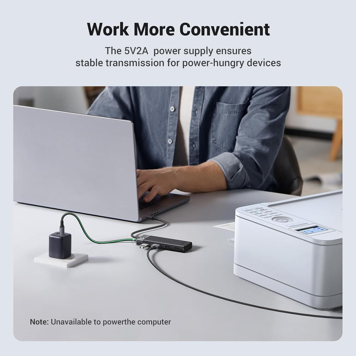 UGREEN 4-Port USB 3.2 HUB 5Gbps Data Transmission with LED Indicator USB C Power Supply for PC, Laptop, Flash Drive, Mobile HDD, Windows (15548)