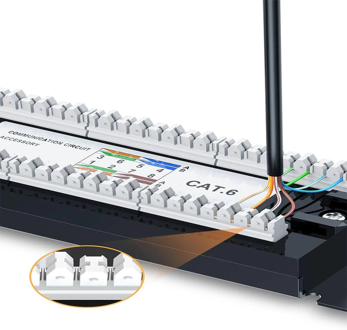 UGREEN Cat6 Patch Panel 24-Port 1U Rack Mount UTP Ethernet Network Panel RJ45 LAN Cable Data Center Server Office (70423)