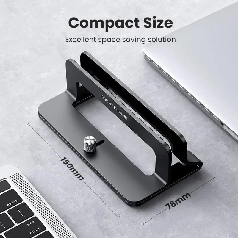 UGREEN Vertical Laptop Stand Holder for desk Adjustable, Aluminum Dock, Compatible with MacBook, Surface Book, Chromebook, up to 15.6 Inch, Black (25706) Ugreen India