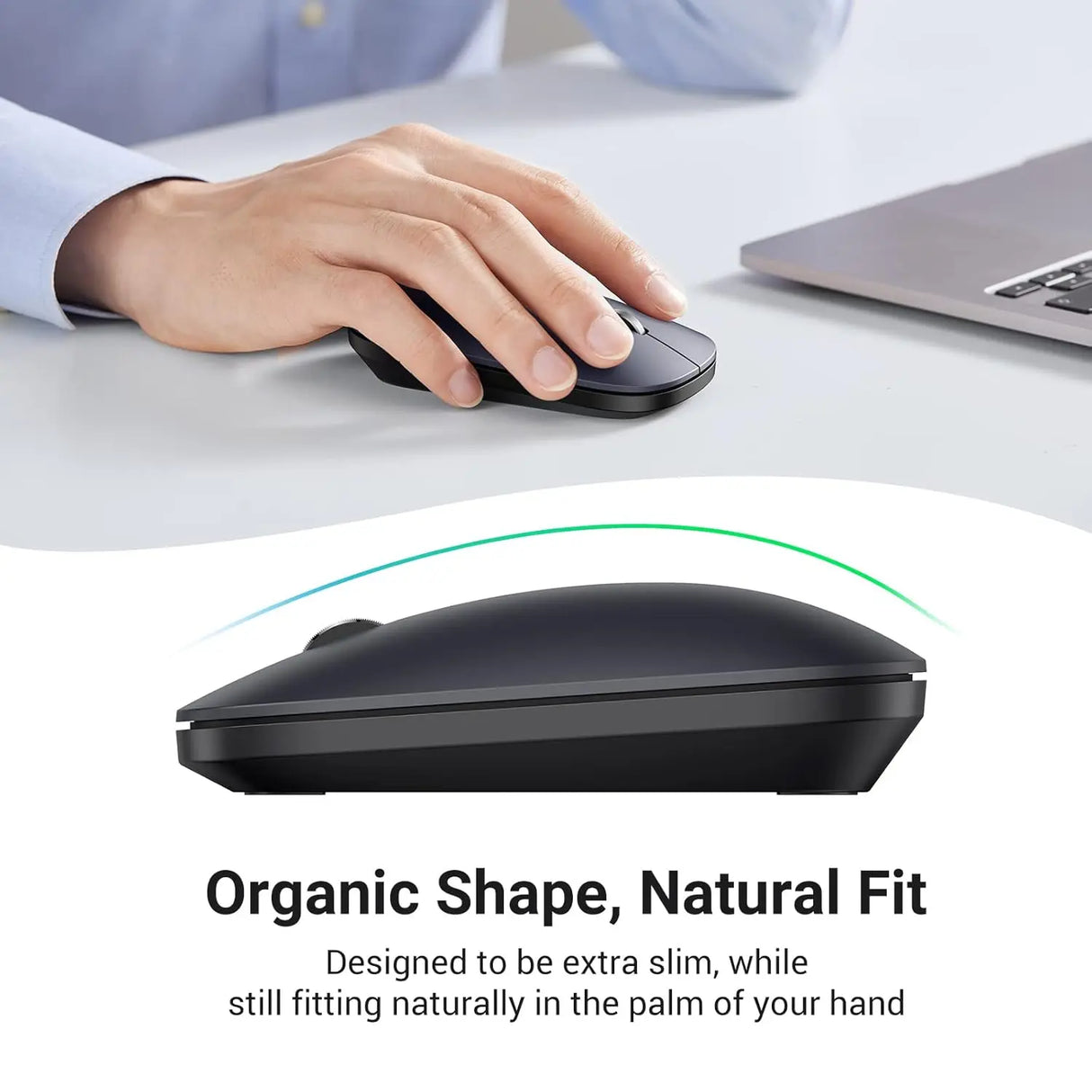 UGREEN 2.4G Silent Wireless Optical Mouse USB Receiver 4000 DPI PC Laptop Computer Chromebook MacBook Black Ergonomic (90372)