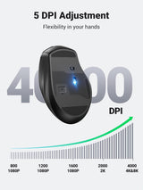 UGREEN Dual-Mode Bluetooth & 2.4GHz Silent Wireless Mouse – Ergonomic, 4000 DPI, 6 Buttons, Blue (25753)