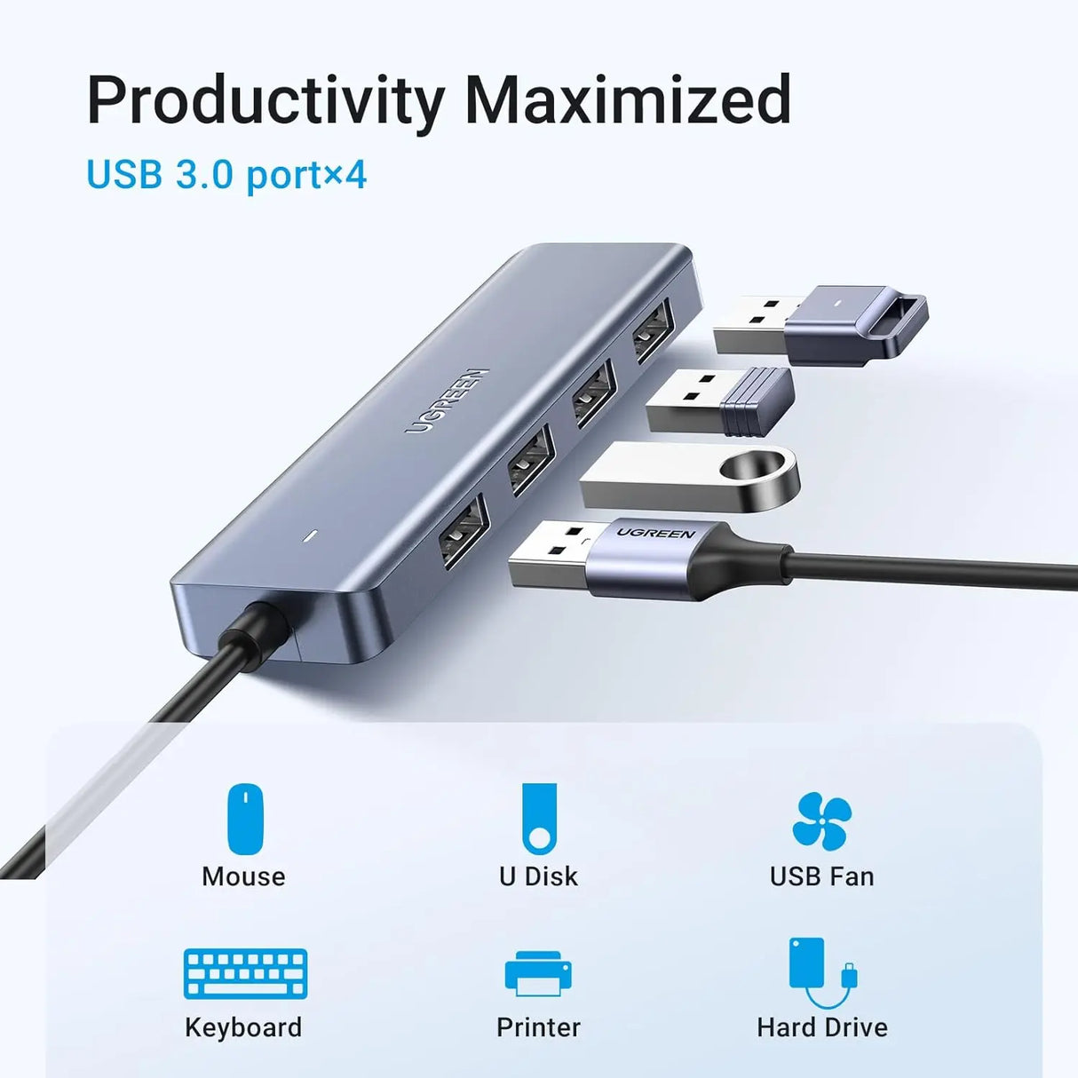 UGREEN 4-Port USB Type C Hub to USB 3.0 Adapter Micro USB Power MacBook Pro iMac Samsung Galaxy Note Dell XPS (70336)